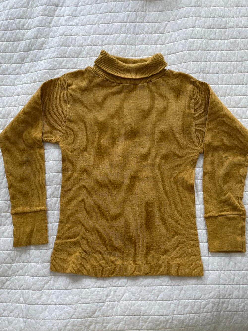 Vintage 70s Sears Perma-Prest Kids Tan Ribbed Turtleneck Shirt - Size 6/6x